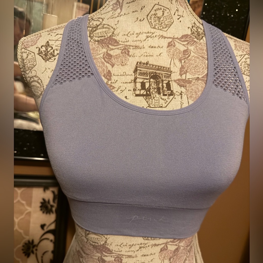 PINK Active Victoria's Secret Pale Blue Seamless Lighthly Lined Sports Bra Small